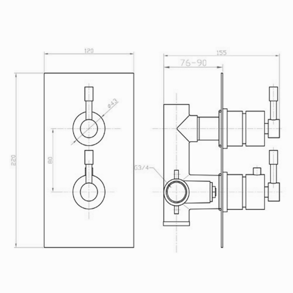 Mayfair Amazon Dual Handle Concealed Thermo Shower Valve and Shower Arm AMA100